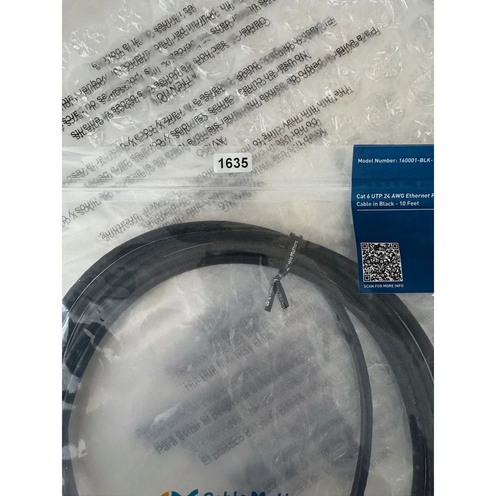 Cable Matters Cat 6 Ethernet Patch Cable 10ft Black New 160001-BLK-10 24 AWG UTP